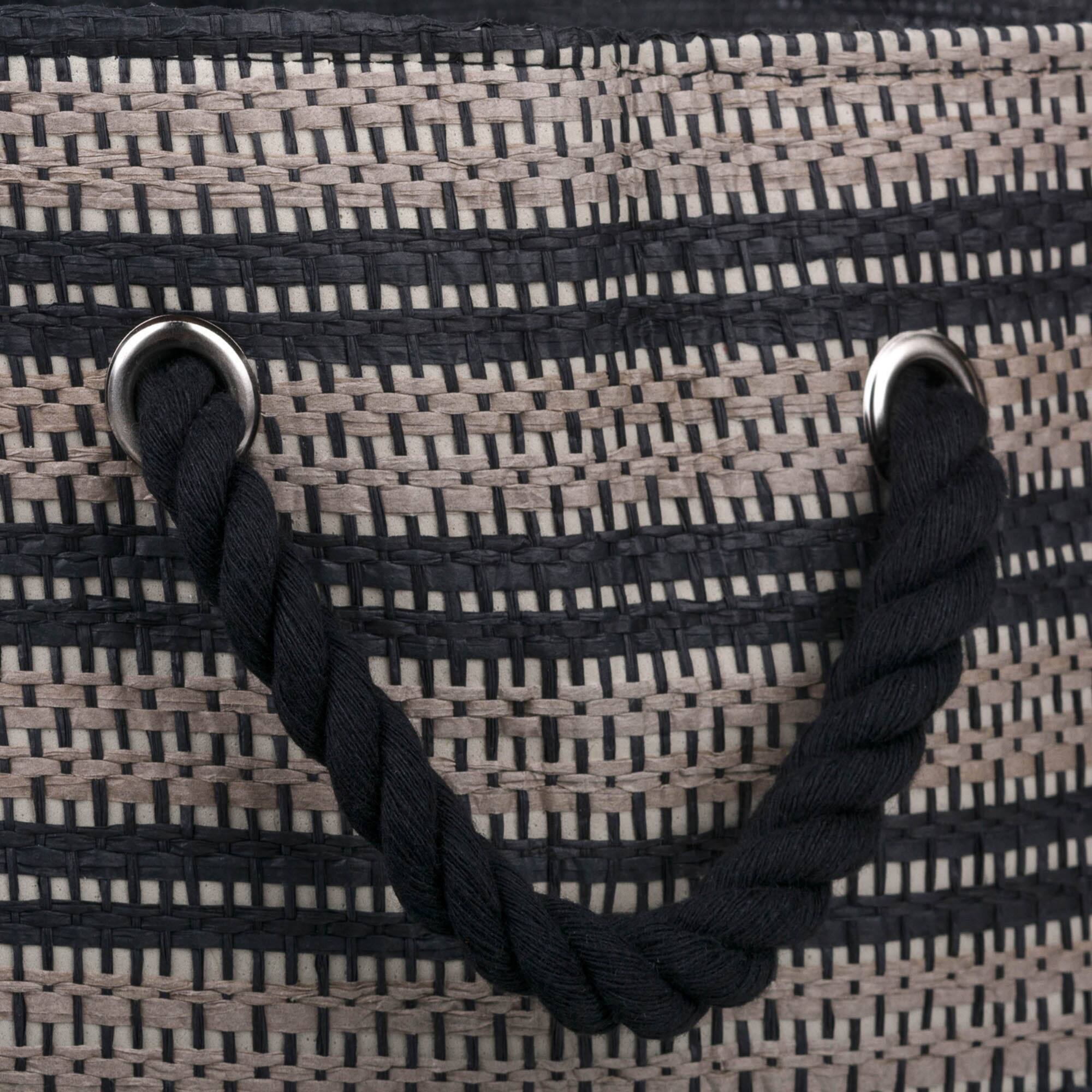 DII® Large Stone Basketweave & Black Stripe Rectangle Paper Basket